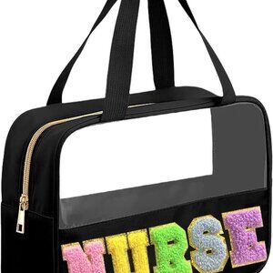 Chenille Letter Nurse Bag Gifts for Women - Clear, Waterproof Nylon Portable Toi